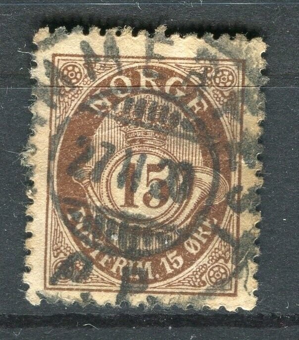 NORWAY; 1890s early classic 'ore' type used Shade of 15ore. + fair Postmark