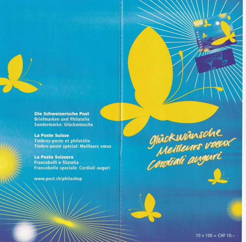 Switzerland  #1210a  booklet  2005 cancelled  butterflies self-adhesive