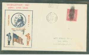 US 689 1930 2c Von Steuben commemorative (single) on an addressed first day cover with an unofficial Jersey City, NJ cancel and