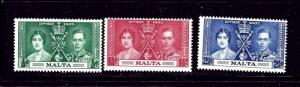 Malta 188-90 MNH 1937 KGVI Coronation