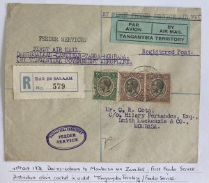 1931 Dar Es Salaam Tanganyika  First Flight Airmail Cover To Mombasa Kenya