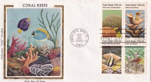 1980, Coral Reefs,  Block/4, Colorano Silk FDC (E11858)