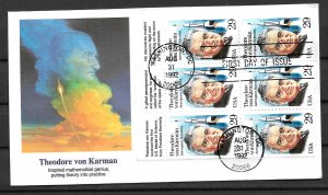 1992 #2699 Theodore von Karman block of 6 with label FDC
