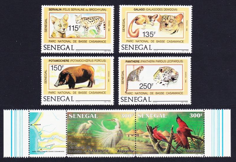 Senegal Wild Animals Birds 4v+strip of 2 SG#910-915 SC#741-746a