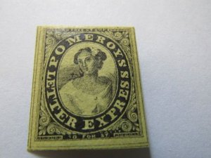 US Local Stamps 1844,Scott # 117L2 Pomeroy's Letter Express 5c Black-Yel...