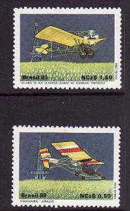 Brazil-Sc#2173-4-unused NH set-Planes-Balloons-Aviation-1985