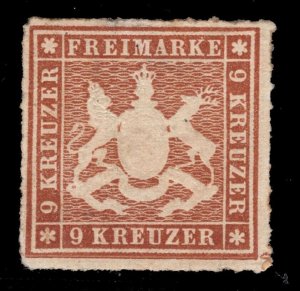 MOMEN: GERMAN STATES WURTTEMBURG MI #33a MINT OG H BASEL CERT LOT #67609