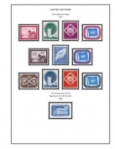 COLOR PRINTED UNITED NATIONS 1951-2010 STAMP ALBUM PAGES (373 illustr. pages)