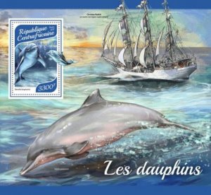 Central Africa - 2017 Dolphins - Stamp Souvenir Sheet - CA17906b