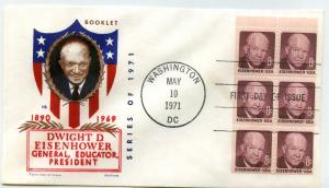 1395b 8c Dwight D. Eisenhower pane of 6 with tab, Jackson, FDC