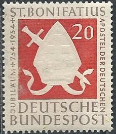 Germany 724 (mnh, slight soiling) 20pf St Boniface (1954)