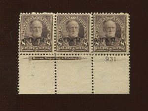 Guam 7 Overprint Mint Plate # Strip of 3 Stamps (By 1334)