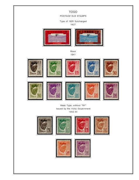 COLOR PRINTED TOGO 1897-1956 STAMP ALBUM PAGES (26 illustrated pages)