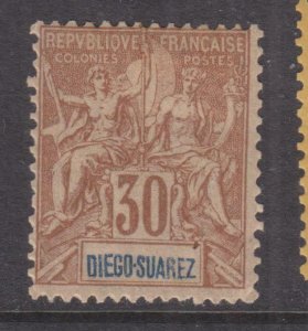 DIEGO SUAREZ, 1892 Tablet, 30c. Cinnamon,  lhm.