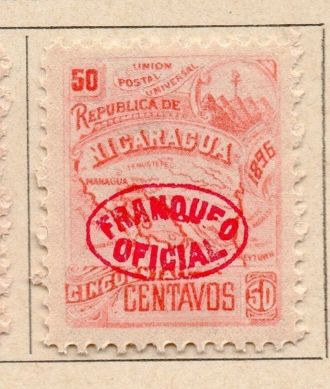 Nicaragua 1896 Early Issue Fine Mint Hinged Optd Franqueo Official 50c. 155313