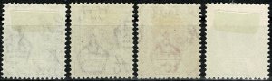 MAURITIUS 1938-49 KG VI 3c-25c (4 STAMPS) PART SET SG253-55-56-59 Wmk.MSCA VGC