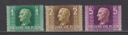 Hungary Scott #570-72   Admiral Horthy  MNH