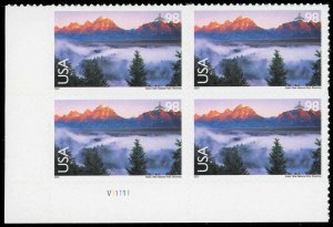 US Sc C147 VF/MNH PLATE BLOCK - 2009 98¢ Grand Teton National Park - P.O. Fresh