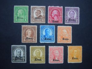 1929 #658-668 Complete Set Kansas Overprints MNH OG F/VF  CV $431.00 #4