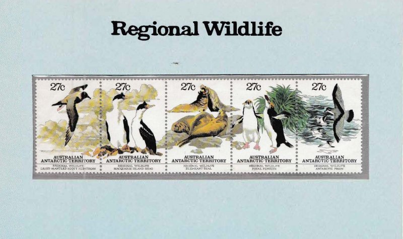 Australian Antarctic Territory 1984 Scott L55. Strip of Five (5).  XF/NH