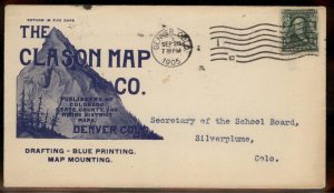 USA 1905 Colorado Denver Clason Map Illustrated Cover Enclosure 99111