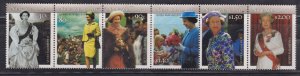 NEW ZEALAND - 2001 75th BIRTHDAY OF QUEEN ELIZABETH II 6V STRIP SE-TENANT - MNH