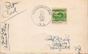 United States Jersey Packanack Lake 1936 4f-bar  1936-1957  PC  Philatelic.