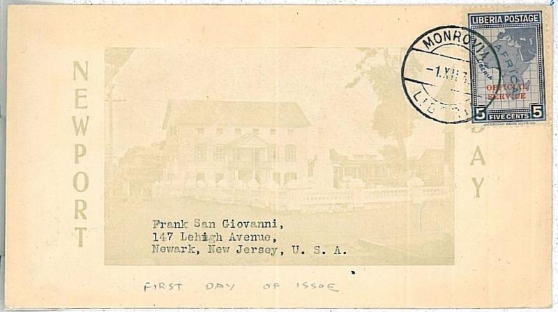 LIBERIA - POSTAL HISTORY - OFFICIAL SERVICE stamp on PHOTOGRAFIC COVER: NEWPORT
