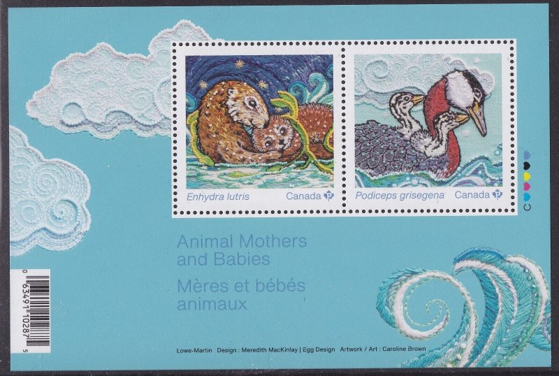 Canada 3378 Animal Mother & Babies souvenir sheet MNH 2023