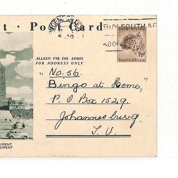 AJ184 1958 South Africa Blomfontein Pretoria Postcard PTS