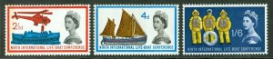 SG 639-41. 1963 Lifeboat phosphor. Fine unmounted mint CAT £65