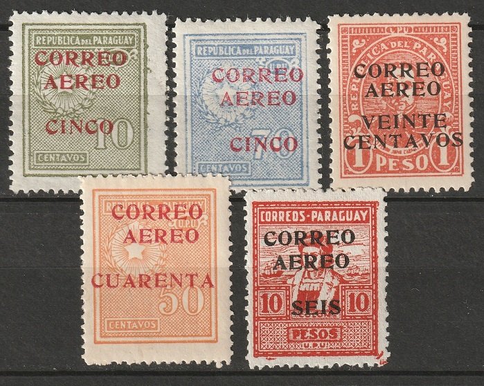 Paraguay 1930 Sc C29-33 air post partial set MLH*