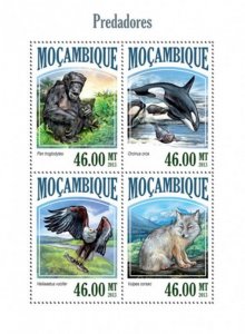 Mozambique - 2013 Predators of Land and Sea  4 Stamp Sheet 13A-1402