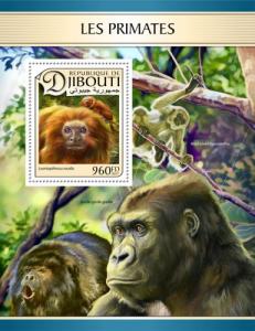 DJIBOUTI 2017 SHEET MONKEYS PRIMATES GORILLAS WILDLIFE