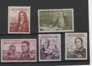AUSTRALIA 1963-5 #375-9 Explorers incl Cook  VFNH