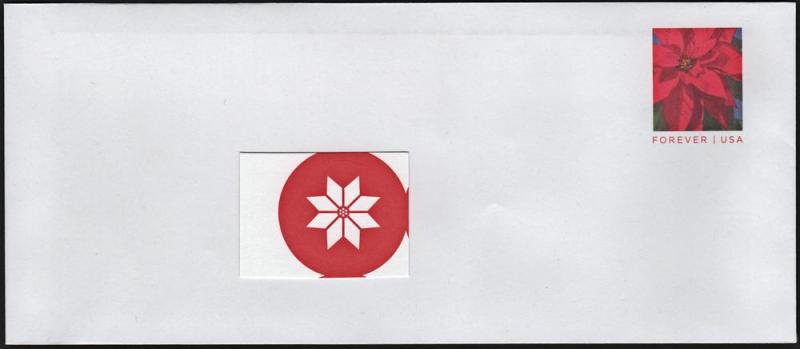 SC#U684 Poinsettia Stamped Envelope with Sticker (2014) Mint