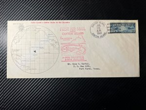 1940 Canton Island Airmail Cover FFC to Fort Worth TX USA Amon G Carter FAM 19