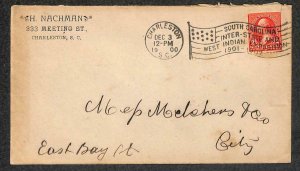 SOUTH CAROLINA & WEST INDIAN EXPOSITION FLAG CANCEL H. NACHMAN COVER 1900