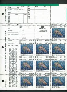 FLORIDA 1995 SNOOK STAMP COMPLETE SHEET - RARE & UNCOMMON