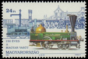 Hungary #3532-3534, Complete Set(3), 1996, Trains, Never Hinged