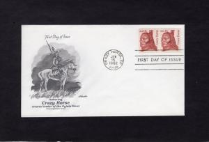 1855 Crazy Horse, FDC pair, Artmaster, CV $2.00