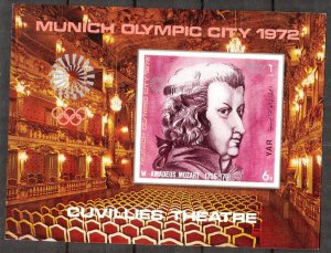 {Y086} Yemen 1971 Olympics Theatre Music Mozart S/S imperf. MNH Mi.Bl.156 18Eur