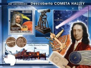 S. TOME & PRINCIPE 2008 - Discover of Halley Comet S/S. MNH