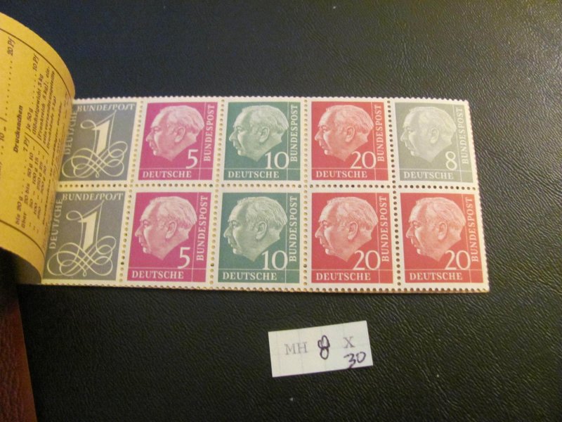 GERMANY 1956 MNH MI. H-BLATT 8 BOOKLET 30 EUROS (130)