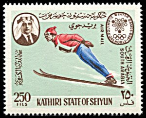 Kathiri State Michel 140A, MNH, Grenoble Winter Olympics, Ski Jumping