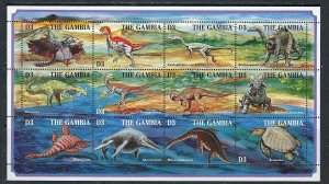 Gambia 1606 MNH 1995 Prehistoric Life Sheet of 12 (ak5419)