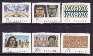 New Zealand-Sc#997-1002- id8-unused NH set-Heritage-The Maori-1990-