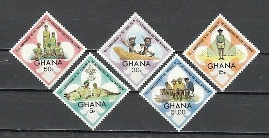 Ghana, Scott cat. 460-464. 60th Anniversary of Scout Movement. Light Hinged. ^