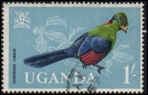 Uganda 105 - Cto - 1sh Ruwenzori Turaco (1965)