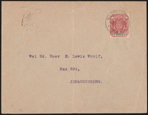 TRANSVAAL-BOER WAR 1899 Boer invasion of Natal cover to Johannesburg. Rare!